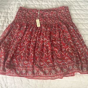 Red, cream, blue elastic skirt, large, max studio